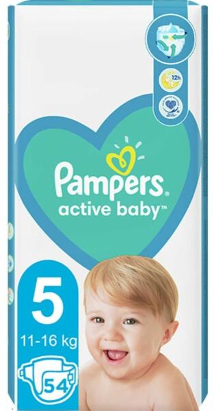 Scutece Active Baby 5P Maxi Plus, Pampers, 54 buc