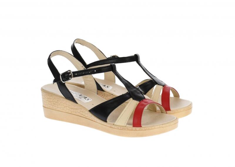 MITVAS Sandale dama din piele naturala, negru, bej, rosu, box, S21R -  ciucaleti (Sandale dama) - Preturi