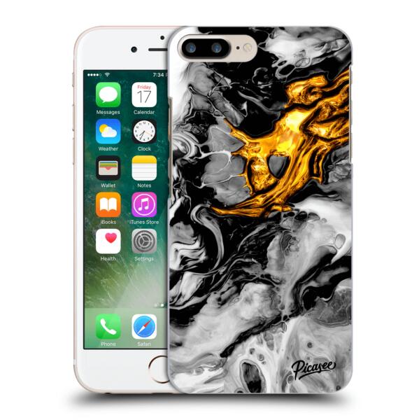 Husă transparentă din silicon pentru Apple iPhone 8 Plus - Black Gold 2
