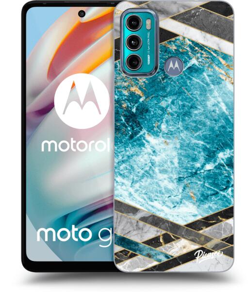 Picasee Husă neagră din silicon pentru Motorola Moto G60 - Blue geometry  (Husa telefon mobil) - Preturi