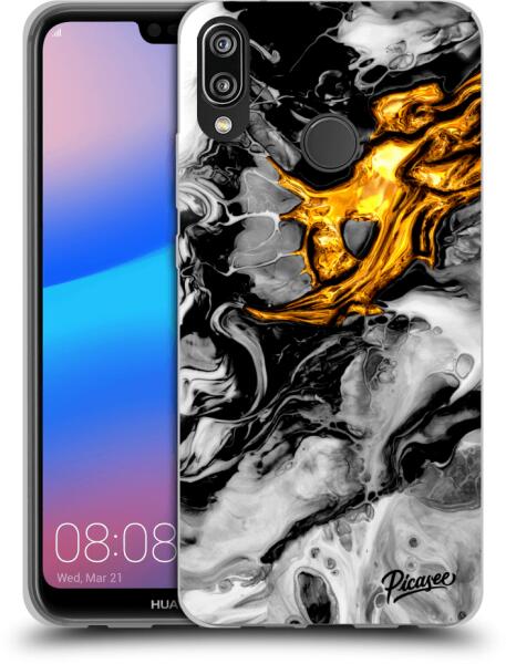 Picasee Husă transparentă din silicon pentru Huawei P20 Lite - Black Gold 2  (Husa telefon mobil) - Preturi