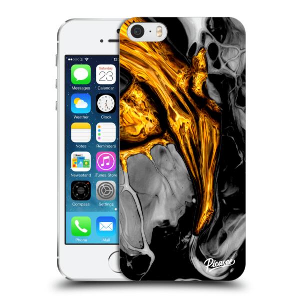 Picasee Husă transparentă din silicon pentru Apple iPhone 5/5S/SE - Black  Gold (Husa telefon mobil) - Preturi