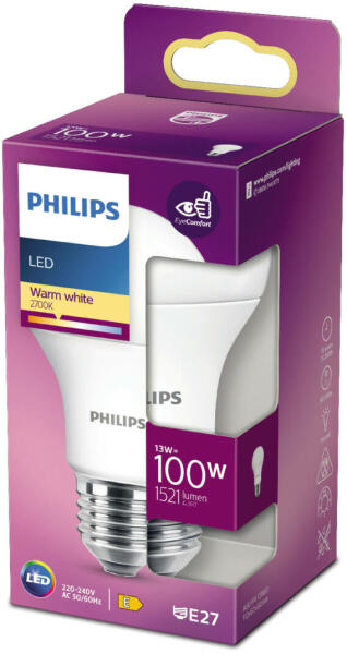Vásárlás: Philips E27 13W 1521lm 2700K (8718699769765) LED izzó árak  összehasonlítása, E 27 13 W 1521 lm 2700 K 8718699769765 boltok