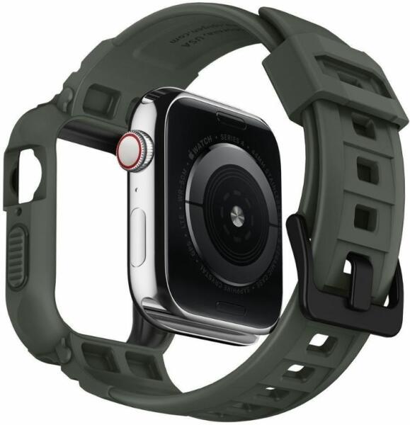 Spigen Husa Apple Watch 7/6/5/4/SE 44mm/45mm Spigen Rugged Armor Pro  Military Green (062CS26016) (Accesoriu ceas sport si smartwatch) - Preturi