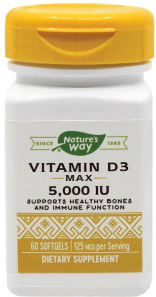 Nature's Way - Vitamina D3 5000 UI SECOM Natures Way 60 capsule moi -  vitaplus (Suplimente nutritive) - Preturi