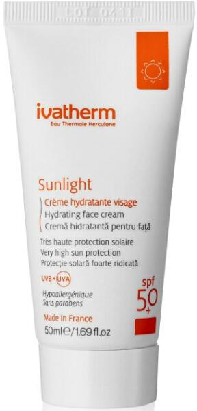 Sunlight SPF 50+ Fényvédő krém arcra, Érzékeny és száraz bőrre, 50 ml