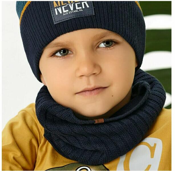 AJS Fular tricotat pentru baieti - AJS 44-250 bleumarin (AJS44-250) (Sapca  copii) - Preturi