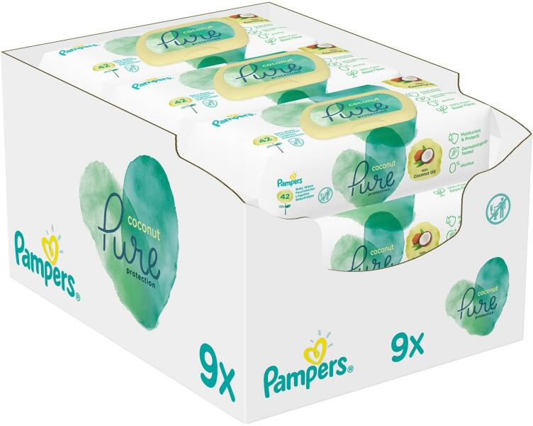 Vásárlás: Pampers Coco Pure 9x42db Törlőkendő árak összehasonlítása, Coco  Pure 9 x 42 db boltok