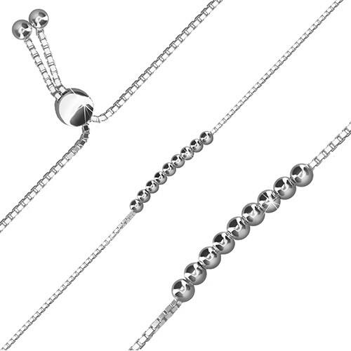 Vásárlás: Ekszer Eshop 925 ezüst állítható karkötő - szögletes lánc, fényes  golyók Karkötő, karlánc árak összehasonlítása, 925 ezüst állítható karkötő  szögletes lánc fényes golyók boltok