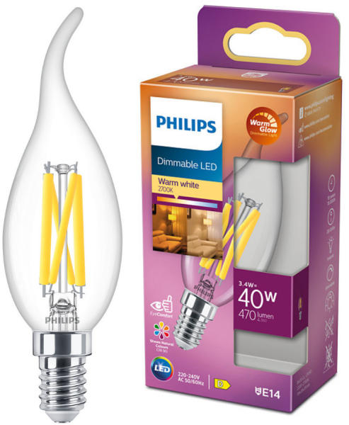 Vásárlás: Philips BA35 E14 3.4W 2200-2700K 470lm (8719514324374) LED izzó  árak összehasonlítása, BA 35 E 14 3 4 W 2200 2700 K 470 lm 8719514324374  boltok