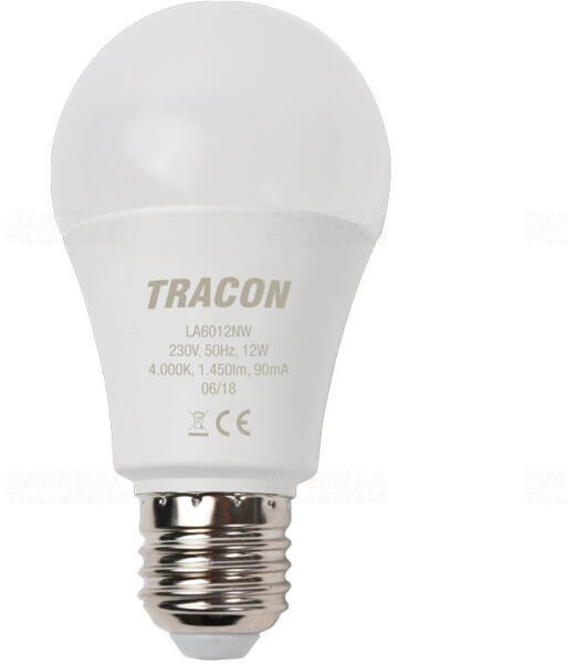 Vásárlás: TRACON A60 E27 12W 4000K 1450lm (LA6012NW) LED izzó árak  összehasonlítása, A 60 E 27 12 W 4000 K 1450 lm LA 6012 NW boltok