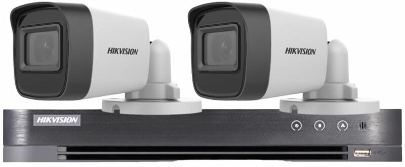 Sistem supraveghere Hikvision 2 camere 5MP, lentila 2.8mm, IR 30m, DVR 4  canale 5MP, AUDIO (33418-) (Sistem de supraveghere video) - Preturi