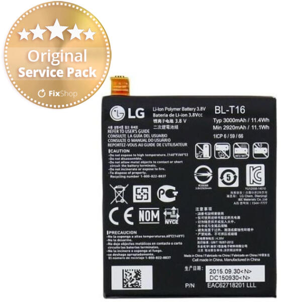 LG G Flex 2 H955 - Baterie BL-T16 3000mAh - EAC62718201 Genuine Service  Pack (Acumulator telefon mobil) - Preturi