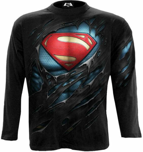 SPIRAL Tricou cu mâneca lungă pentru bărbați SPIRAL - Superman - RIPPED -  Negru - 114G407M301 (Tricou barbati) - Preturi