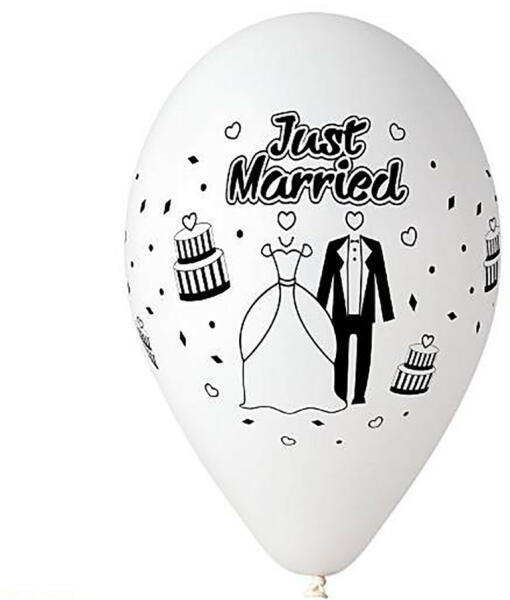 5 darabos latex lufi szett - Fehér - Just Married felirattal