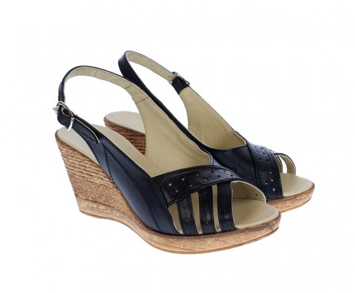 Mitvas Sandale dama de vara cu platforme de 7 cm, din piele naturala,  neagra, S66NBOX (S66NBOX) (Sandale dama) - Preturi