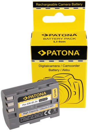 PATONA NIKON D700 D300 D200 D200 D100 D80 D70 D50 EN-EL3e EN-EL3e Baterie  Li-Ion 1300mAh / 7.4V / 9.6Wh - Patona (PT-1036) (Acumulator foto - video)  - Preturi