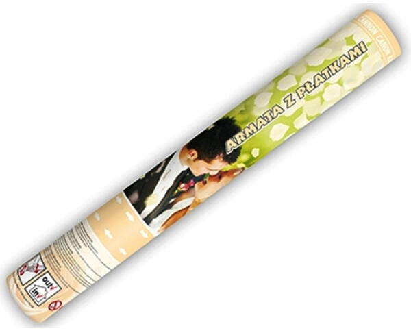 Konfetti kilövő ágyú, 40 cm, szirom, krém