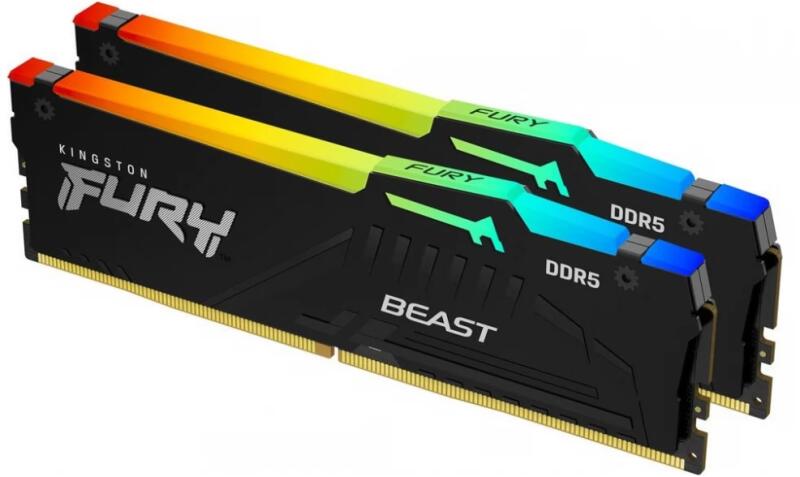 Kingston FURY 32GB (16GB×2) DDR5-5200 Kingston FURY Beast RGB 32GB (2x16GB) DDR5 5200MHz KF552C40BBAK2