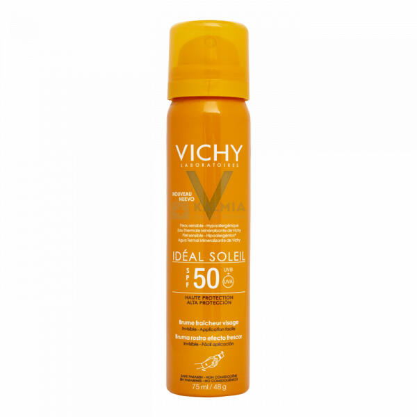 Vásárlás: Vichy Idéal Soleil frissítő hatású napvédő arcpermet SPF 50 75ml  Naptej, napolaj árak összehasonlítása, Idéal Soleil frissítő hatású napvédő  arcpermet SPF 50 75 ml boltok