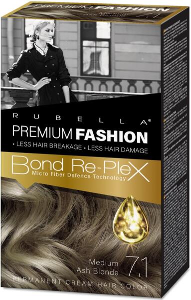 Rubella Premium Fashion Боя за коса, средно пепелно рус, 7.1 Бои за коса,  оцветители за коса Цени, оферти и мнения, списък с магазини, евтино Rubella  Premium Fashion Боя за коса, средно пепелно