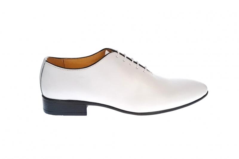 Ellion Pantofi barbati eleganti, albi, piele naturala, sireturi albe,  SCORPION - 024TEST - ciucaleti (Pantof barbati) - Preturi