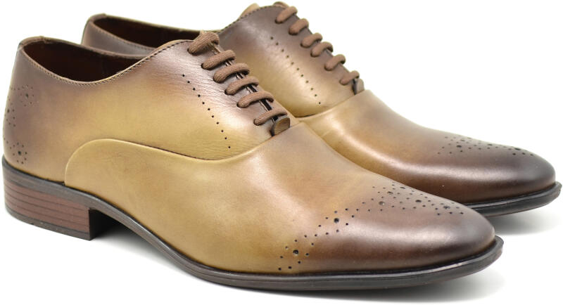 Incaltaminte RO Oferta marimea 44 - Pantofi barbati eleganti din piele  naturala, NISIP - 245MD - ciucaleti (Pantof barbati) - Preturi