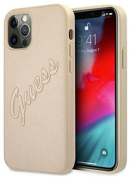 Apple iPhone 12 Pro Max Saffiano Vintage Script cover gold (GUHCP12LRSAVSLG)