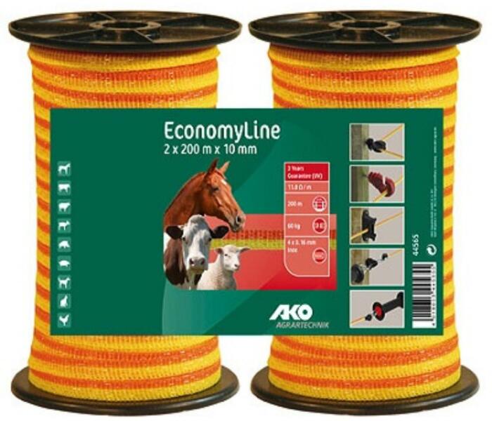 EconomyLine Villanypásztor szalag 2 X 200 m X 10 mm - allategeszsegugy - 7 339 Ft