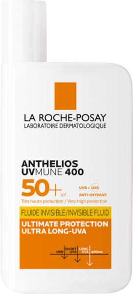 Vásárlás: La Roche-Posay Anthelios Uvmune 400 láthatatlan fluid SPF 50+  50ml Naptej, napolaj árak összehasonlítása, Anthelios Uvmune 400  láthatatlan fluid SPF 50 50 ml boltok