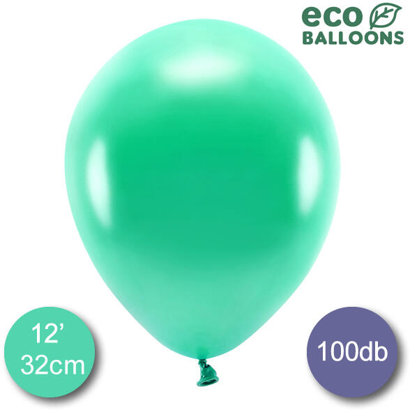 Eco lufi, latex, metál zöld, d30, 100 db