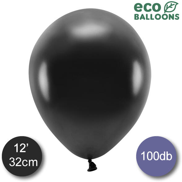 Eco lufi, latex, metál fekete, d30, 100 db