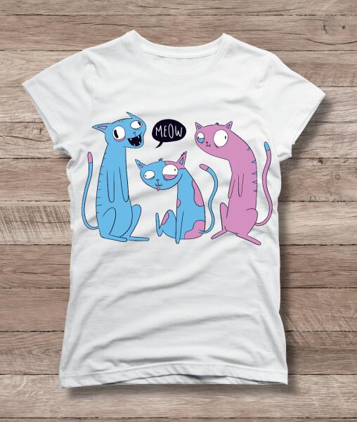 Мъжка тениска 'Луди котки' - бял, xxxl Мъжки тениски Цени, оферти и мнения,  списък с магазини, евтино Мъжка тениска 'Луди котки' - бял, xxxl