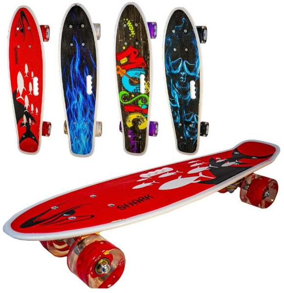 Placa skateboard cu roti din silicon si lumini led, model multicolor,  pentru copii, 55 cm lungime (NBN00027884) (Skateboard) - Preturi