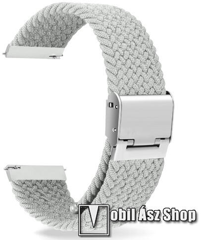 Vásárlás: Okosóra szíj - fonott szövet, sztreccses, állítható, rozsdamentes  acél csatos - FEHÉR - 210mm hosszú, 22mm széles - SAMSUNG Galaxy Watch 46mm  / Watch GT2 46mm / Watch GT 2e /