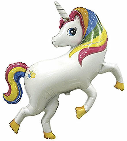 Fólia lufi, miniforma, UNIKORNIS, szivárványos 36 CM