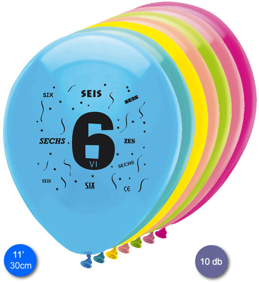 Lufi, évszámos (6), 10 db/cs/vegyes színekben