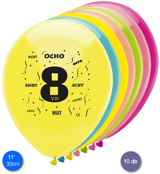 Lufi, évszámos (8), 10 db/cs/vegyes színekben