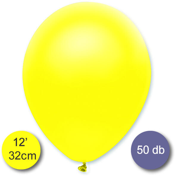 Lufi (metál) citrom sárga, 32cm, 50 db/cs