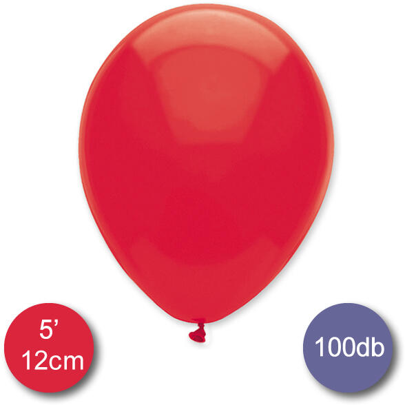 Pasztel, piros lufi, 100 db, 12cm