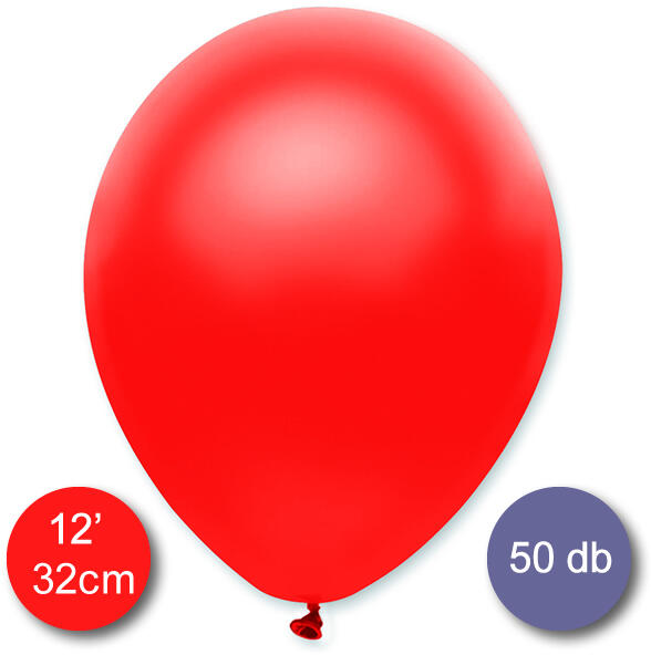 Lufi (metál) piros, 32cm, 50 db/cs
