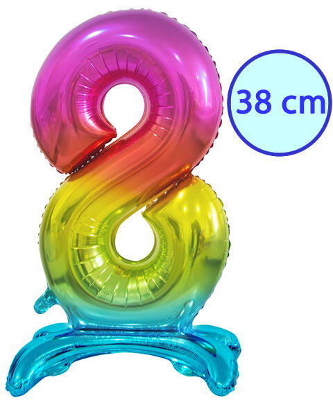 Fólia lufi, 8, talpas, szivárványos, 38 cm