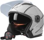 FIXATO Casca Moto/Scuter FIXATO Italia, Viziera Dubla, Protectie UV, Marime universala 57-61cm, Gri (casca-dubluvizor-gri-v2)
