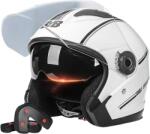FIXATO Casca Moto/Scuter FIXATO Italia, Viziera Dubla, Protectie UV, Marime universala 57-61cm, Alb (casca-dubluvizor-alba-v5)