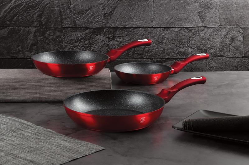 Set De 2 Poêles à Frire Berlinger Haus - Induction Compatible - 22cm Et 26cm - Revêtement Marbre Antiadhésif Sans PFOA - Aluminium Forgé - Pour Toutes Plaques (gaz, Vitrocéramique, Induction)