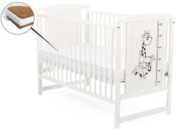 BabyNeeds Patut din lemn BabyNeeds Timmi Girafa 120x60cm White + Saltea 12cm (BOTIMG12CM01AL)