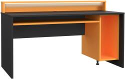 Kring Gaming asztal, 160x94x69 cm, LED-del, fekete / narancs színű