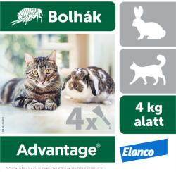 Elanco Advantage rácsepegtetõ oldat kistestű macskáknak és nyulaknak A. U. V. (0, 4 ml)