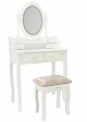 Chomik Masa de toaleta, machiaj, alba, cu oglinda cu LED, sertare si taburet, 74x40x143 cm (PHO3992LED) - mercaton