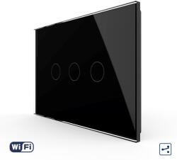 LIVOLO Intrerupator Triplu Cap Scara / Cruce Wi-Fi cu Touch LIVOLO, standard italian - Serie Noua - culoare negru